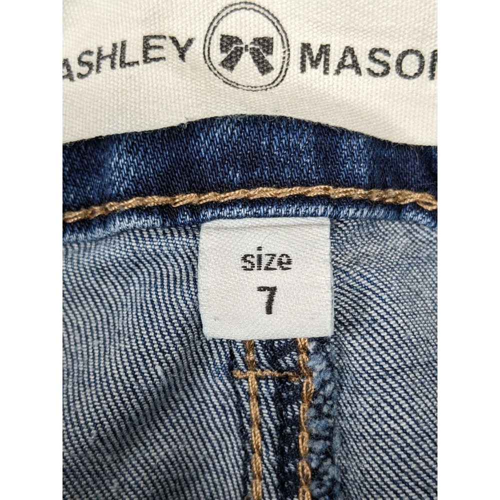 Ashley Mason Womens Size 7 Blue Skinny Jeans Floral Embroidery Distressed - Picture 3 of 16